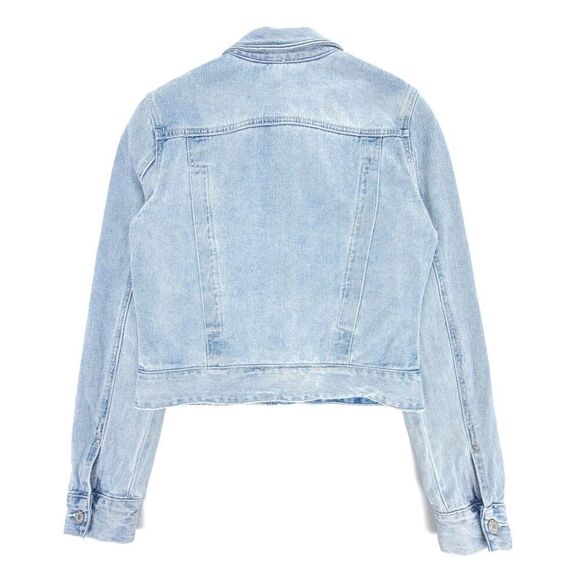 FREE PEOPLE Fitted Cropped Button Down Jean Jacket Western Boho Light Denim XS - Picture 5 of 8